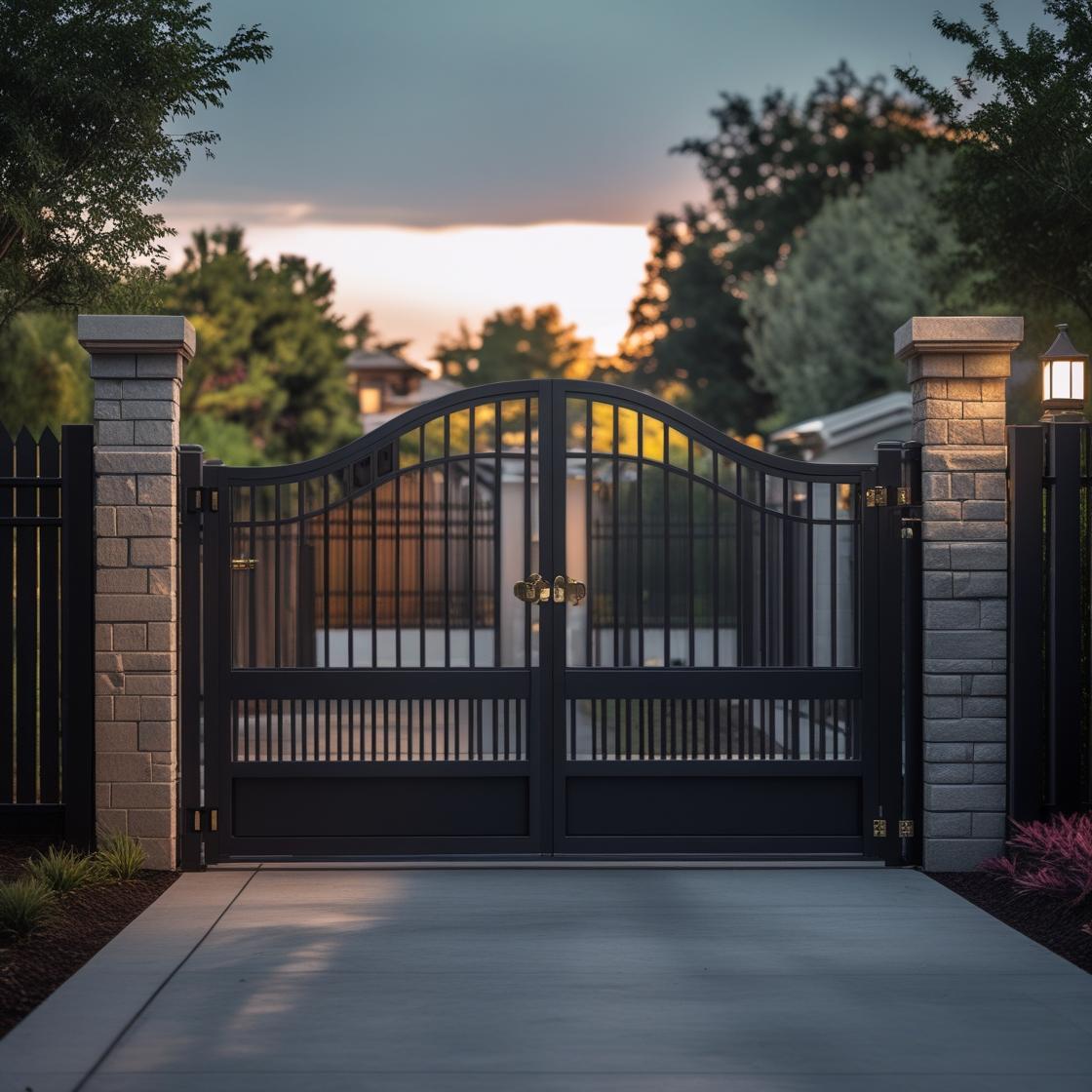 Custom Double Doored Arched Drive-In Gate Installation in